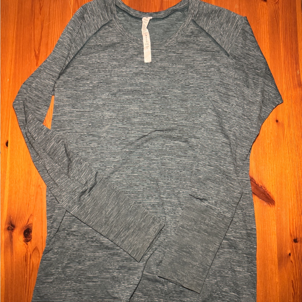 lululemon athletica Teal Striped Long Sleeve Shirt
